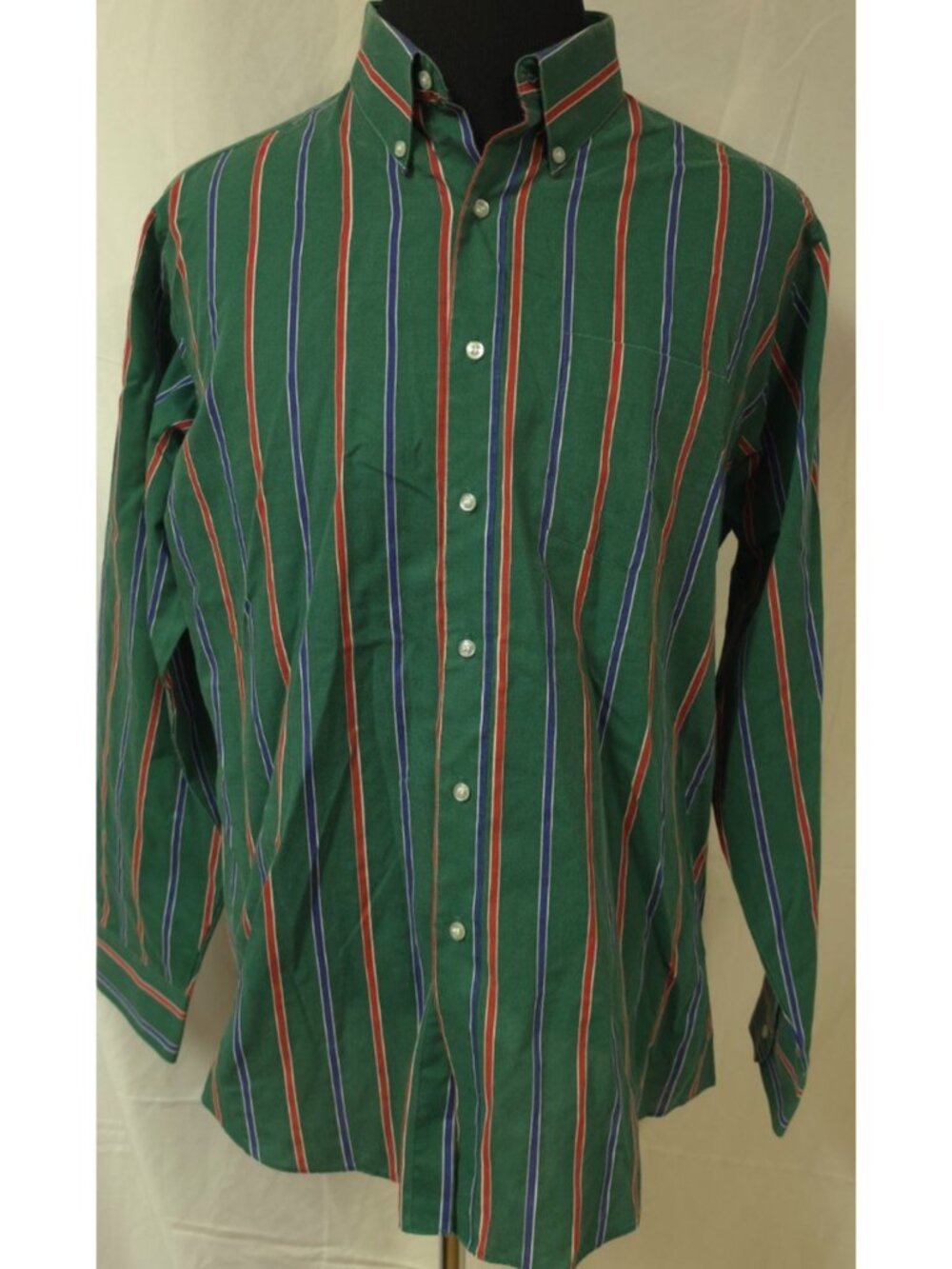 Vtg McGregor Contemporary Mens XL Green Striped Western Button Down Shirt